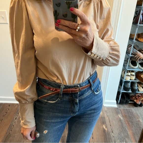 Multi color brown Genuine leather skinny belt fits from 32\